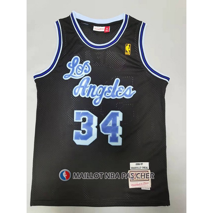 Maillot Los Angeles Lakers Shaquille O'neal NO 34 Mitchell & Ness 1996-97 Bleu Noir